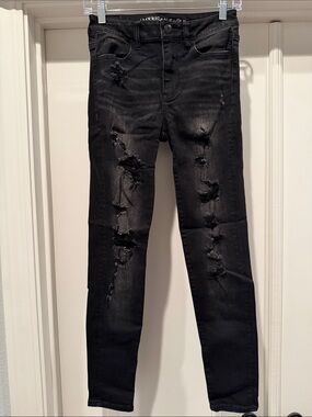 American Eagle Outfitters Black Distressed Skinny Jeans